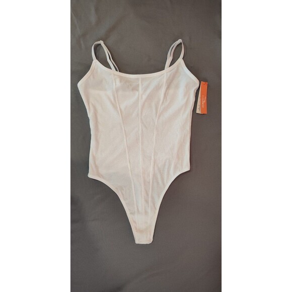 Women's Colsie Corset Front Sleeveless Bodysuit White Medium - Picture 4 of 7